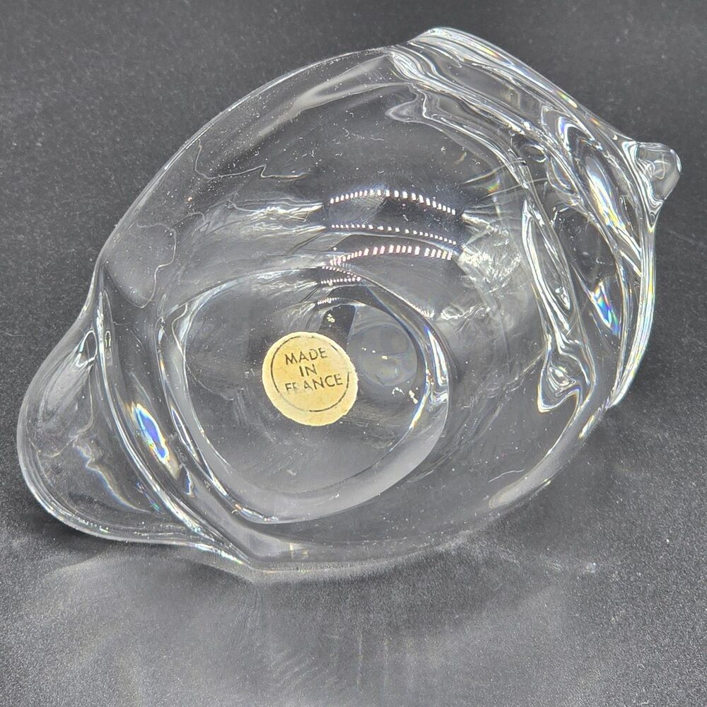 Vintage Art Vannes Crystal Owl Art Glass France Pipe Holder Trinket Dish - Picture 6 of 6